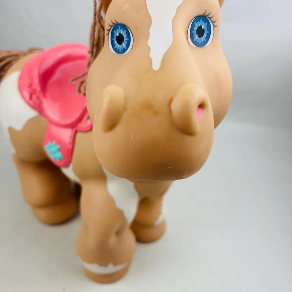 Vtg Cabbage Patch Kids CPK Crimp n Curl Pony Horse 1992 Tan White Pink Saddle
